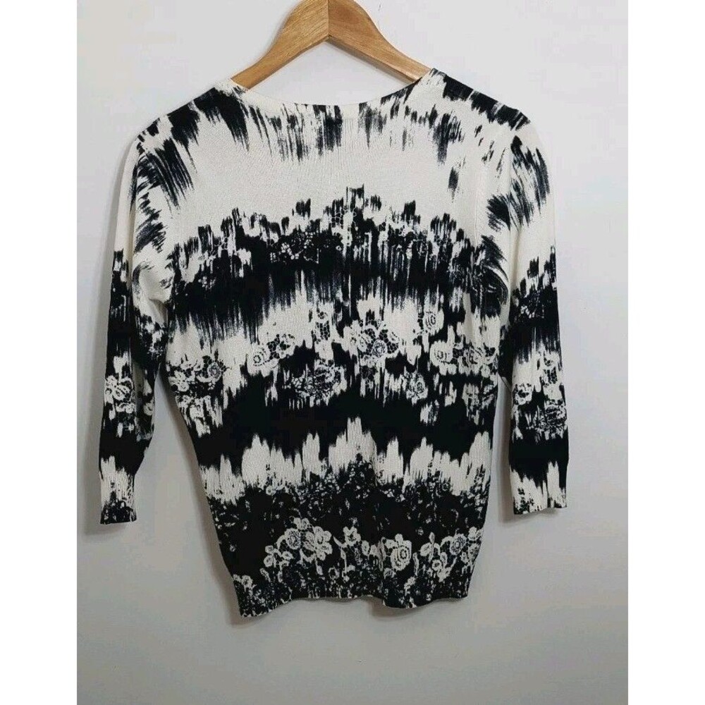Joseph A. Women's Size Petite Medium Cardigan Black White - Picture 6 of 11